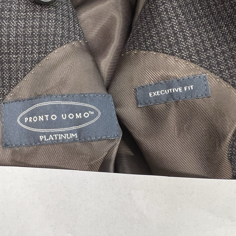 Pronto Uomo Blazer Sport Coat Men 40S Short Executive Fit Wool Brown Check - Picture 9 of 12